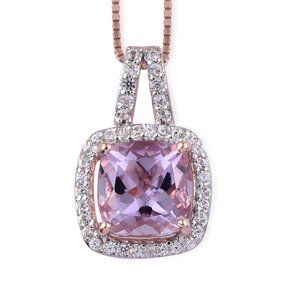 1.47ctw Rose De France Amethyst Necklace RG ovr SS
